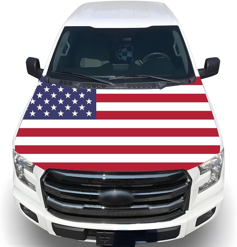 Tobethay American Hood Flag Cover - 59x51 in Car Hood Cover American Flag for Car Decor, Patriotic Car American Flag with 2 Pack Adjustable Triangular Fasteners, 250th Anniversary Flag - Image 1